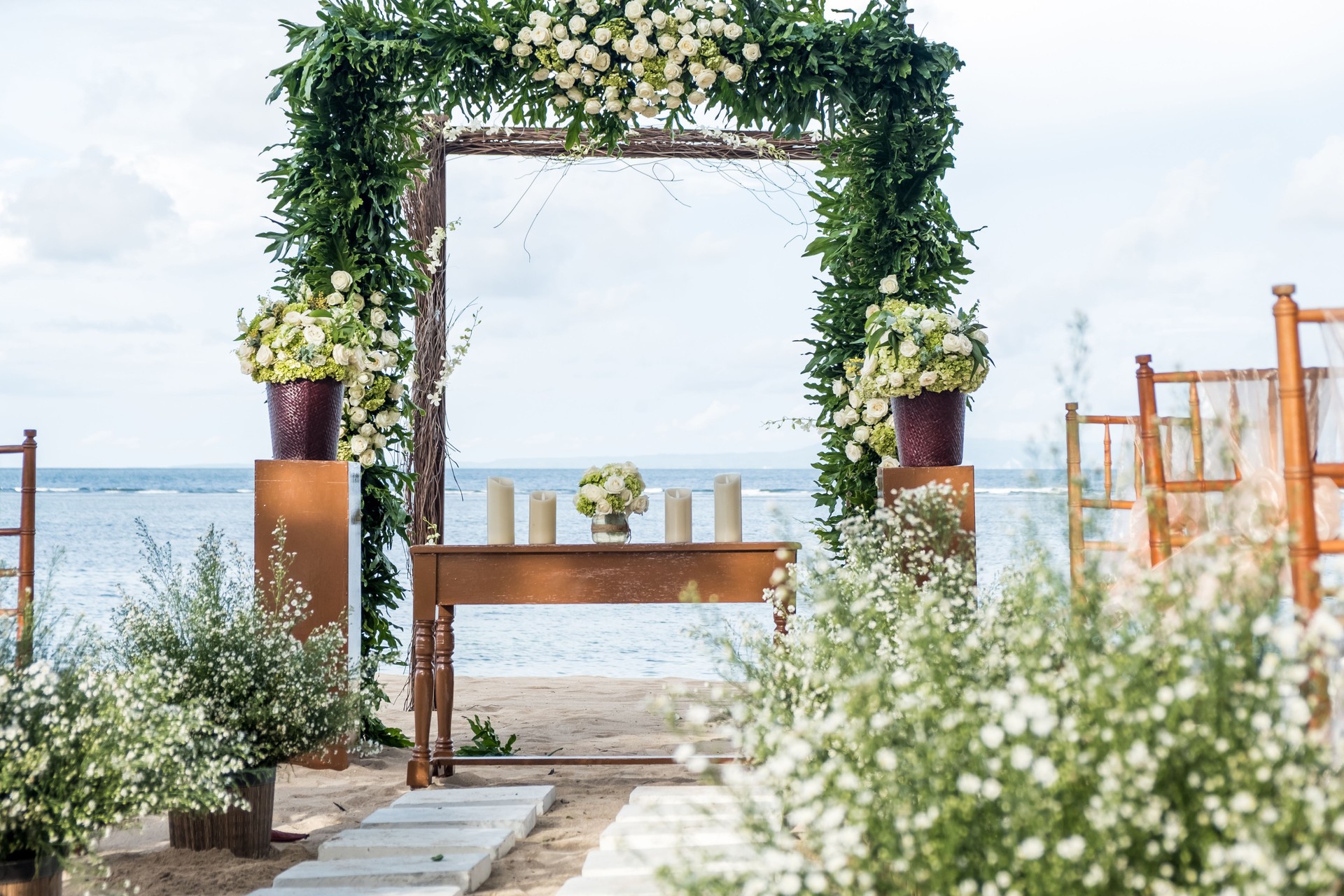 Wedding on the beach, Tropical settings for a wedding on a beach - Bali island. Exotic destination wedding concept