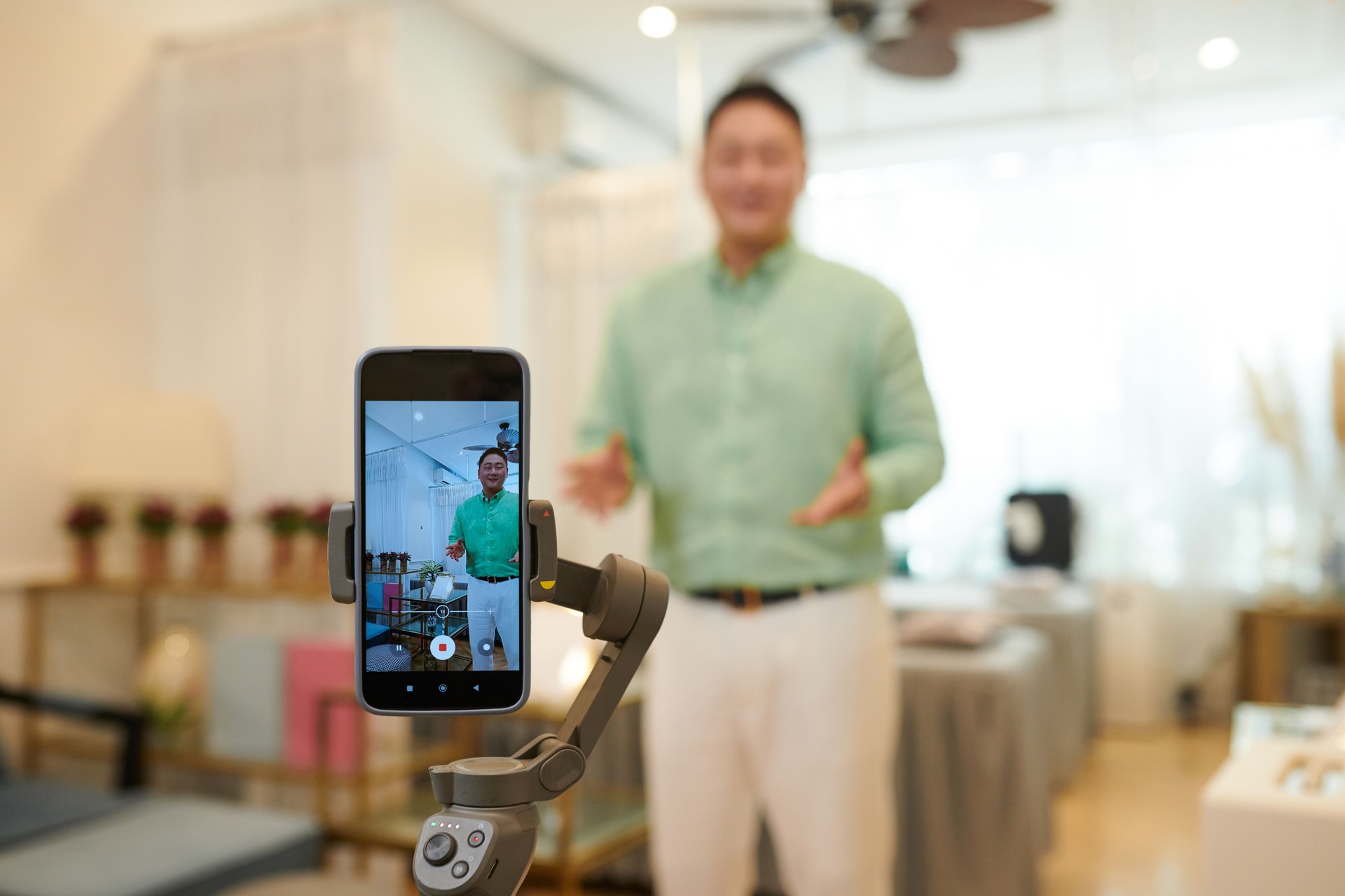Smartphone Filming Talking Salon Owner